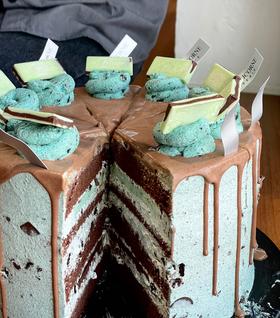 薄荷巧克力蛋糕切块