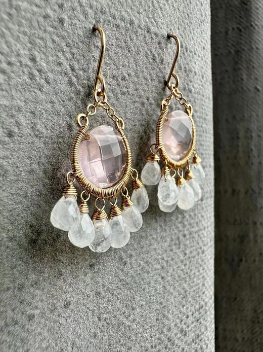 SpoiledBrat Jewelry chandelier吊灯系列 粉晶月光石气质耳环 商品图3