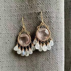 SpoiledBrat Jewelry chandelier吊灯系列 粉晶月光石气质耳环