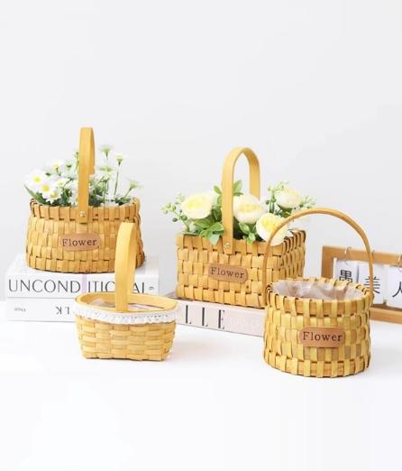 蕾丝木片花篮.柳旦篮.公主篮-鸡蛋篮 商品图0