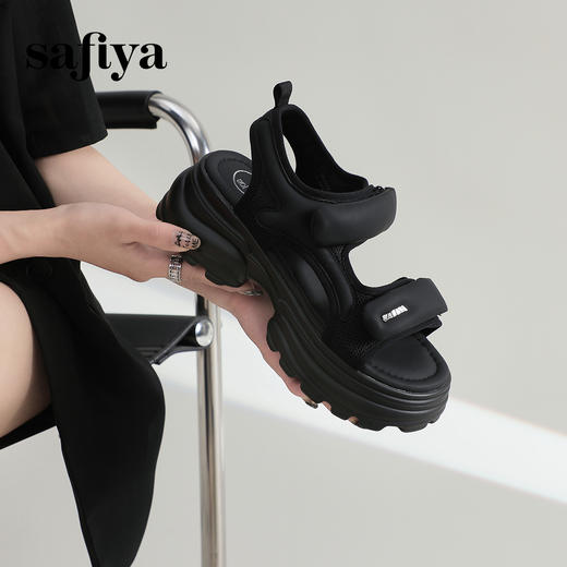 Safiya/索菲娅2024夏潮流松糕厚底轻便休闲百搭运动凉鞋 SF42115128 商品图0