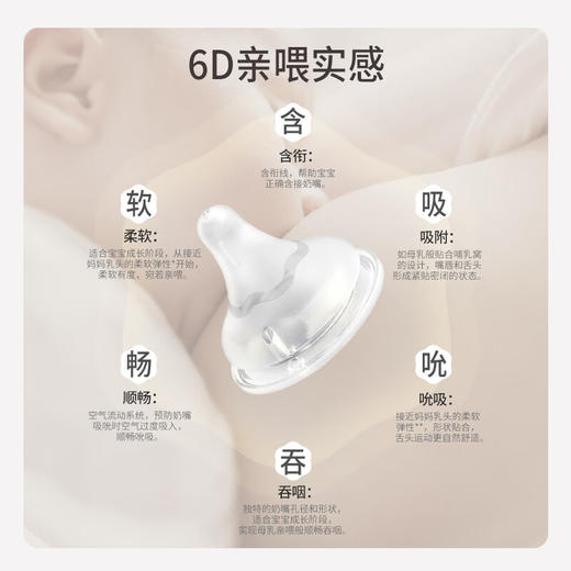 【官方自营】PIGEON/贝亲自然实感3全新第三代婴儿 宽口径启衔奶嘴0-15个月以上可用 柔软含衔线 商品图6
