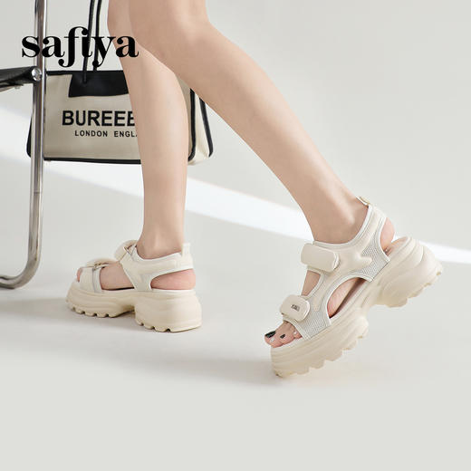Safiya/索菲娅2024夏潮流松糕厚底轻便休闲百搭运动凉鞋 SF42115128 商品图4
