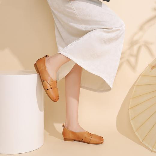 西村名物2024年夏季新款平底舒爽透气新中式风镂空空鞋X24AH14051 商品图1