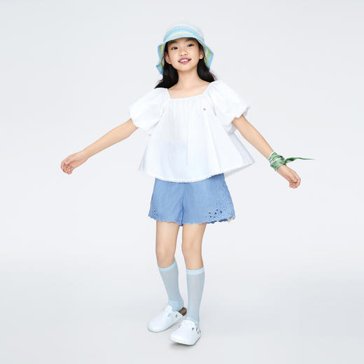 【实体店同款】女童小A摆甜美短袖上衣新款安奈儿童装AG421811 商品图3