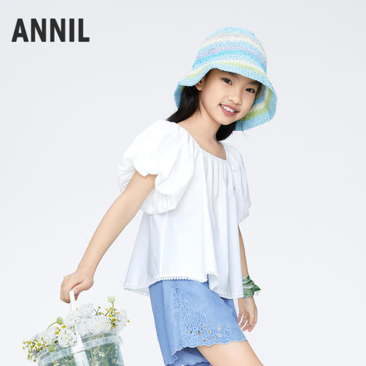 【实体店同款】女童小A摆甜美短袖上衣新款安奈儿童装AG421811 商品图2
