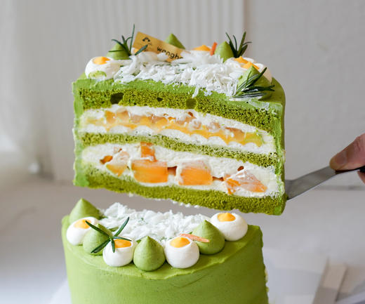 【小山园抹茶柚子】风味蛋糕，原味乳脂奶油+现切芒果肉+日式抹茶胚+白巧克力+柚子凝乳+特浓抹茶奶油 商品图1