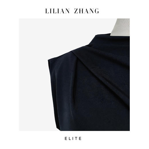 E系列——定制—都市力量—繁花盛绽—Lady挚爱褶肩针织小黑裙 2401034 商品图2