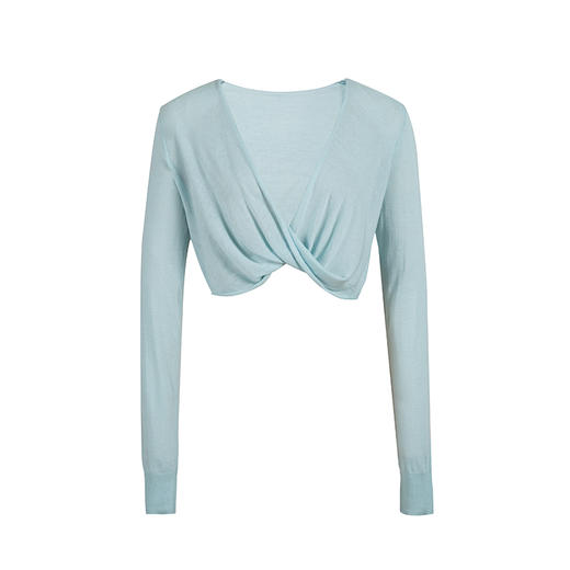 HeyDress扭结防晒开衫女夏季法式V领宽松冰丝罩衫优雅浪漫长袖衫 商品图4