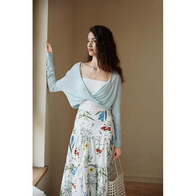 HeyDress扭结防晒开衫女夏季法式V领宽松冰丝罩衫优雅浪漫长袖衫