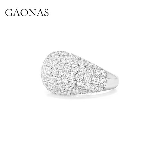 GAONAS 摩登时尚欧美时潮白色满钻戒指10493JW 商品图2