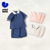 迷你巴拉男童女童儿童短袖两件套夏季学院风华夫格运动套装 商品缩略图1