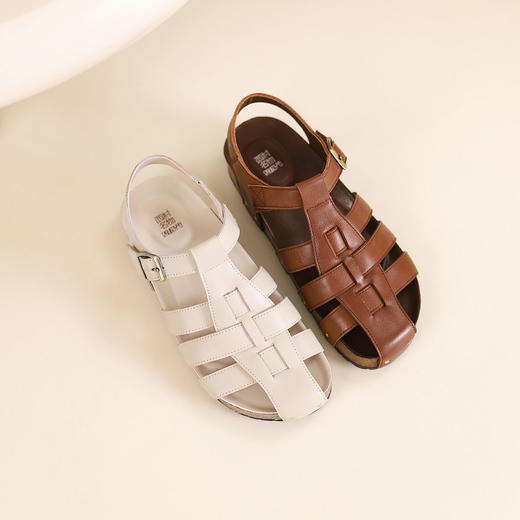 西村名物2024夏季新品真皮镂空包跟洞洞鞋女夏外穿时尚休闲凉鞋T24BG20431 商品图0