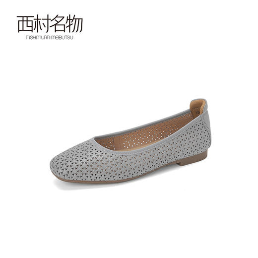 西村名物2024春季新款新中式国风镂空软底软面典雅平跟单鞋T24AH11611 商品图1
