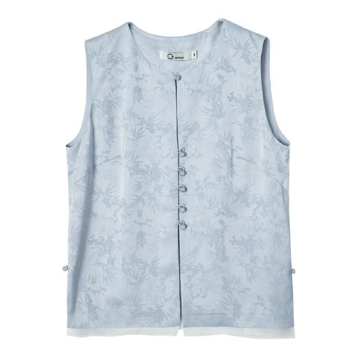 MJ2402061西嘉C+IMPRESS新中式醋酸马夹女提花剪裁下摆拼接欧根纱无袖马甲 商品图4