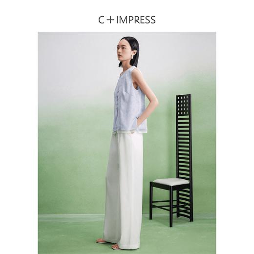 MJ2402061西嘉C+IMPRESS新中式醋酸马夹女提花剪裁下摆拼接欧根纱无袖马甲 商品图2