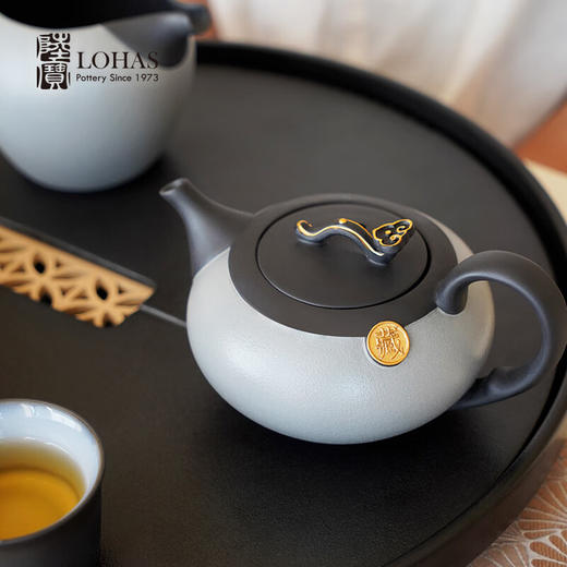 陆宝高工艺功夫茶具套装1壶6杯中式古典描金家用茶具礼盒 君如意茶组 1壶6杯1茶海1活水球-如意灰 商品图9