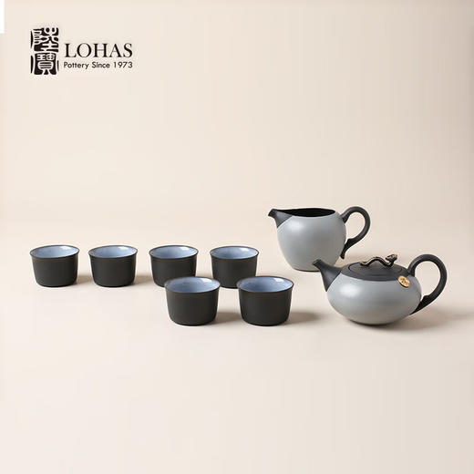 陆宝高工艺功夫茶具套装1壶6杯中式古典描金家用茶具礼盒 君如意茶组 1壶6杯1茶海1活水球-如意灰 商品图0