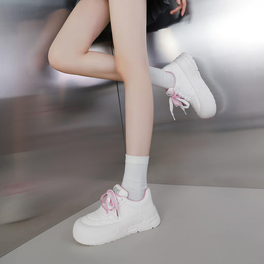 西村名物2024年春季新款厚底超轻系带运动板鞋老爹鞋T24CM36451 商品图4