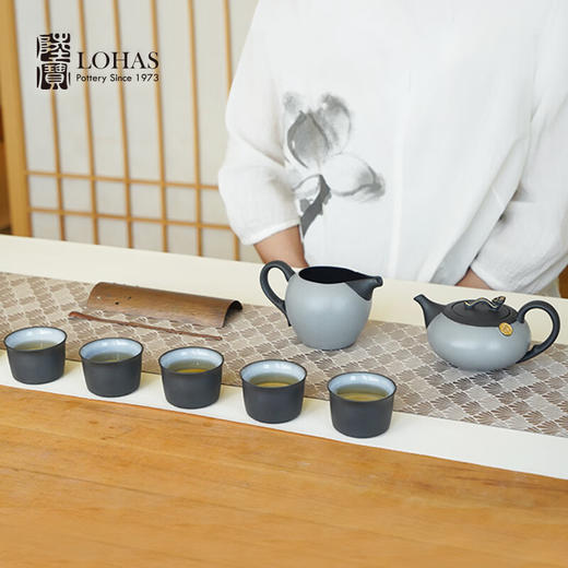 陆宝高工艺功夫茶具套装1壶6杯中式古典描金家用茶具礼盒 君如意茶组 1壶6杯1茶海1活水球-如意灰 商品图1