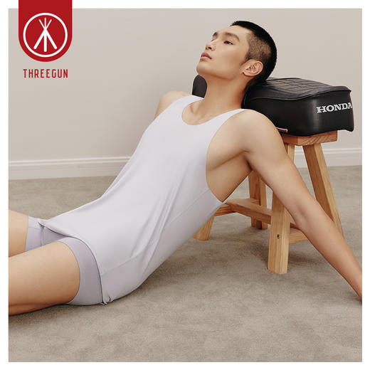 Threegun三枪【匠心系列-120支丝柔皮马棉】无痕圆领男背心-30619A221 商品图1