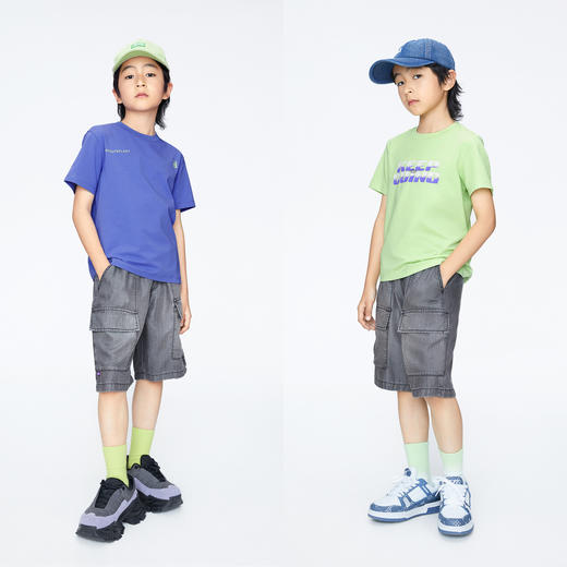 【实体店同款】男童工装风泡芙牛仔五分裤新款安奈儿童装AB426606 商品图3