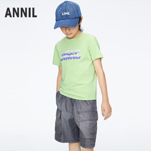 【实体店同款】男童工装风泡芙牛仔五分裤新款安奈儿童装AB426606 商品图2