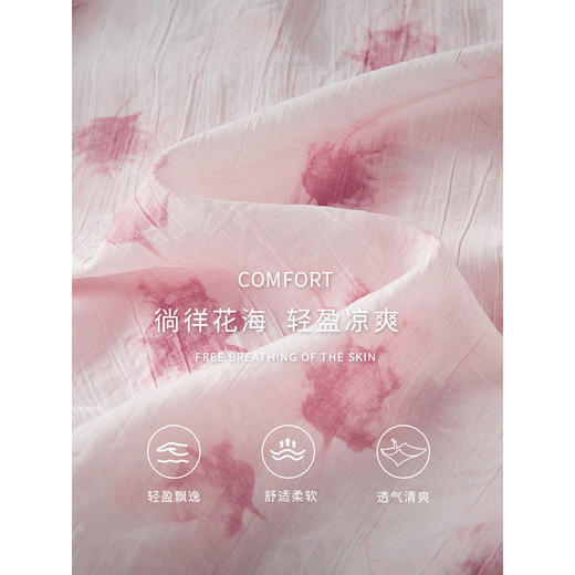 【五折购】熙世界粉色晕染碎花连衣裙2025年夏季新款浪漫温柔风泡泡袖裙子 商品图2