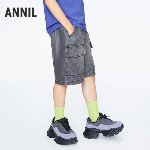 【实体店同款】男童工装风泡芙牛仔五分裤新款安奈儿童装AB426606 商品图1