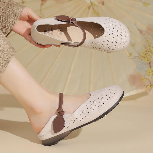 西村名物2024夏季新品真皮镂空包跟洞洞鞋女夏外穿时尚休闲空鞋T24AH11221 商品图4