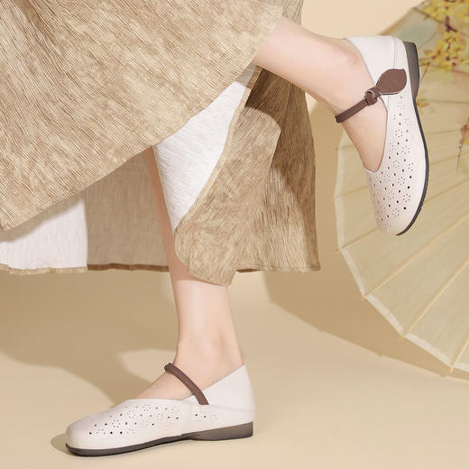 西村名物2024夏季新品真皮镂空包跟洞洞鞋女夏外穿时尚休闲空鞋T24AH11221 商品图1
