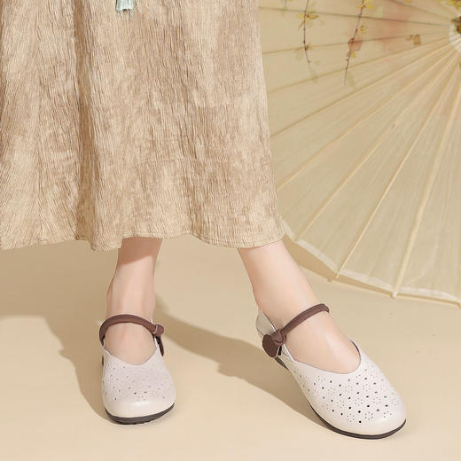 西村名物2024夏季新品真皮镂空包跟洞洞鞋女夏外穿时尚休闲空鞋T24AH11221 商品图2