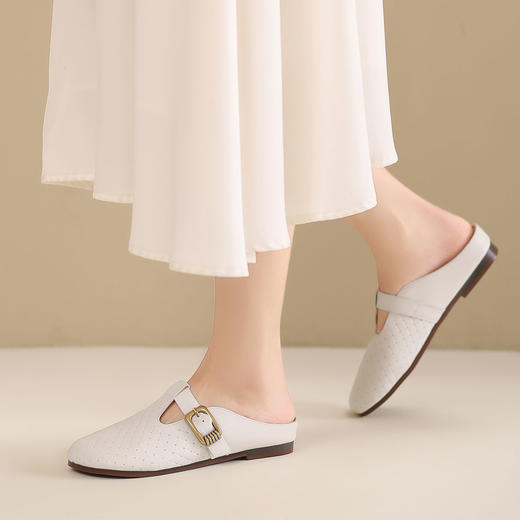 西村名物2024夏季新品真皮镂空包跟洞洞鞋女夏外穿时尚休闲后空鞋X24AH11671 商品图4