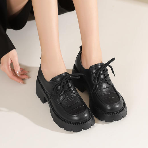 西村名物2024年夏季新款平底超清系带休闲鞋慢跑乐福鞋T24CM36441 商品图1