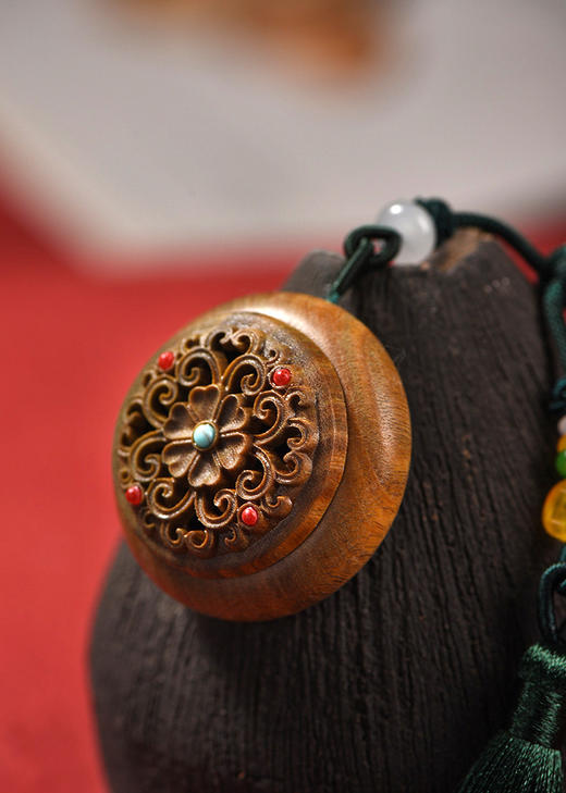 小如来/月光宝盒°绿檀香囊长绳挂件 商品图5