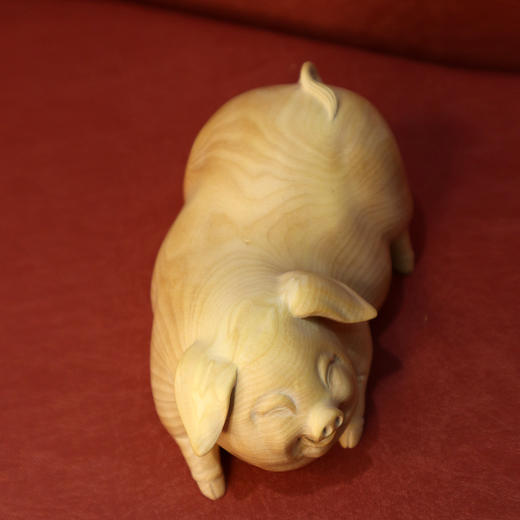 肥趴猪°大小款黄杨木摆件 商品图3
