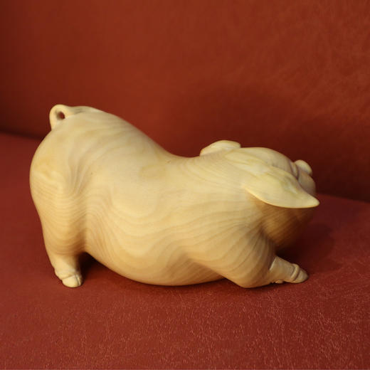 肥趴猪°大小款黄杨木摆件 商品图2