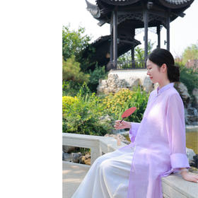 【抖音专属】开衩长衬衫(24710402-紫薄汗）