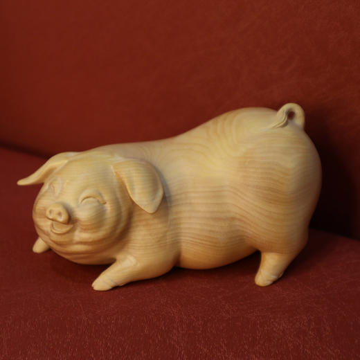 肥趴猪°大小款黄杨木摆件 商品图1
