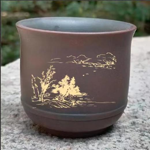 一物堂坭兴陶线雕主人杯品茗杯功夫茶杯风景白鹤梅心若兰般若波罗蜜多心经杯（约80ml）茶宠吉旺（红） 商品图4