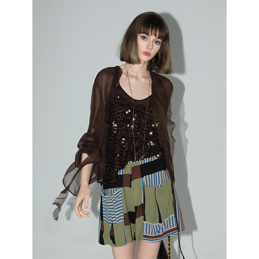 COCOBELLA名媛风10M对丝灵动荷叶边飘带雪纺衫遮阳开衫LC0002G 商品图2