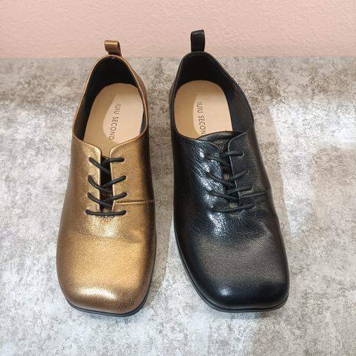 西村名物2024年春季新款方跟平底系带乐福鞋深口单鞋U24AE11141 商品图0