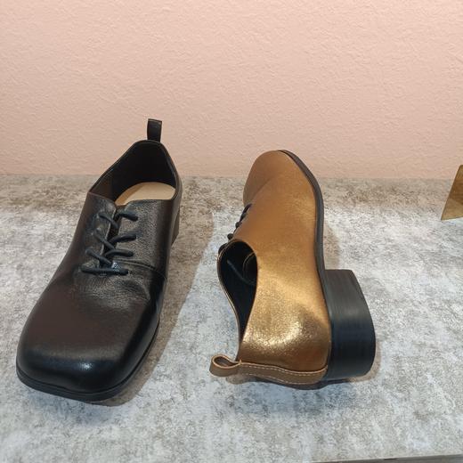 西村名物2024年春季新款方跟平底系带乐福鞋深口单鞋U24AE11141 商品图3