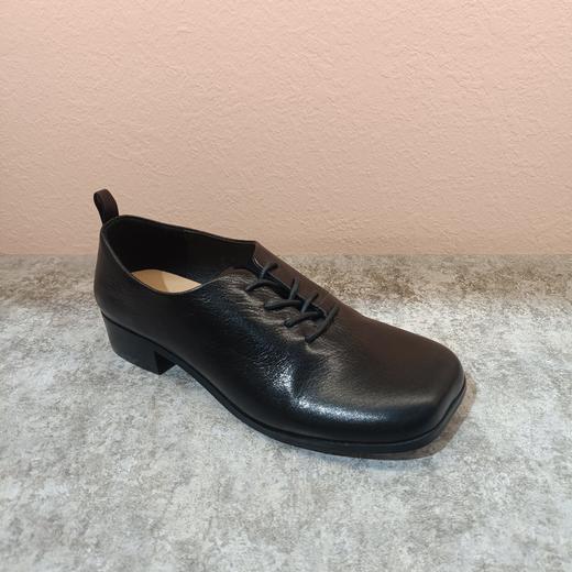 西村名物2024年春季新款方跟平底系带乐福鞋深口单鞋U24AE11141 商品图4