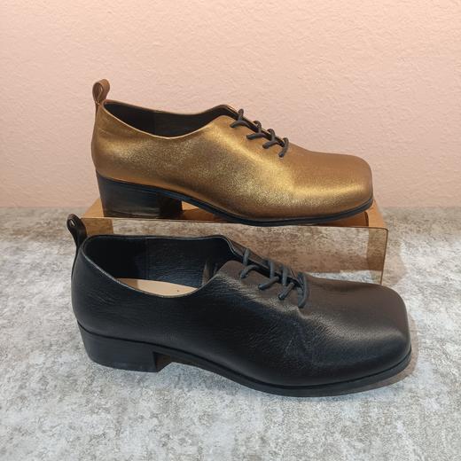 西村名物2024年春季新款方跟平底系带乐福鞋深口单鞋U24AE11141 商品图1