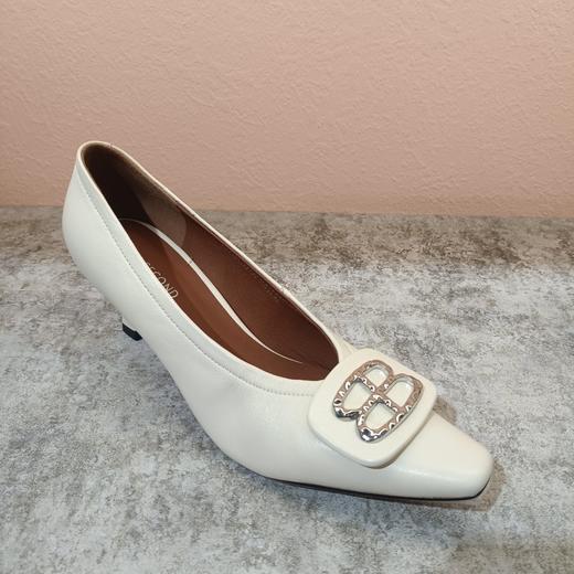 西村名物2024年春季新款细中跟小圆头原皮优雅舒适单鞋U24AE11151 商品图5