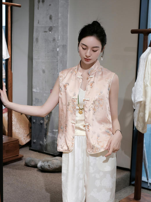 盛唐婧 |凤凰牡丹祥云葫芦盘扣马甲 商品图1