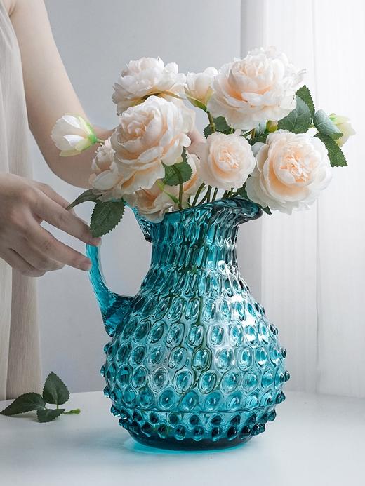 【特惠6折】捷克BOHEMIA原装进口水晶玻璃手工彩色冷水壶花瓶水珠纹创意高档波西米亚手工水晶花瓶2L 商品图3