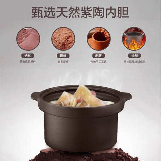 苏泊尔 SUPOR 4升电炖锅 电炖盅 煲汤锅炖汤锅 煮粥锅 紫陶内胆塔吉型锅盖 预约功能 DG40YC36 商品图1