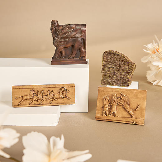 大英博物馆x苏州博物馆亚述系列 亚述巴尼拔策马猎狮 大洪水石板 人首翼牛图 亚述猎狮图 复刻冰箱贴 商品图1